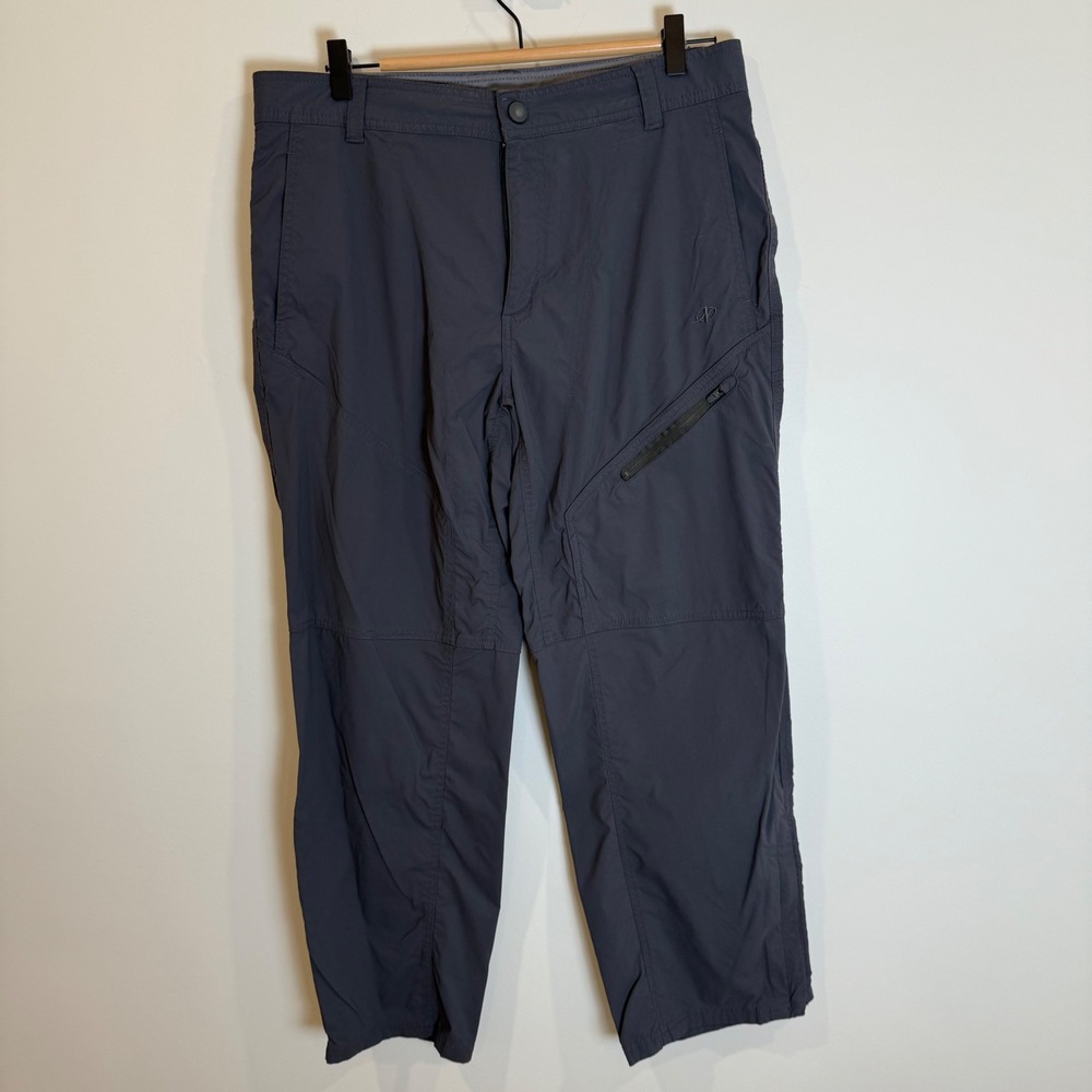 NordicTrack Men's Gray Nylon Spandex Cargo Hiking Pants 34W x 29L Zip Pockets